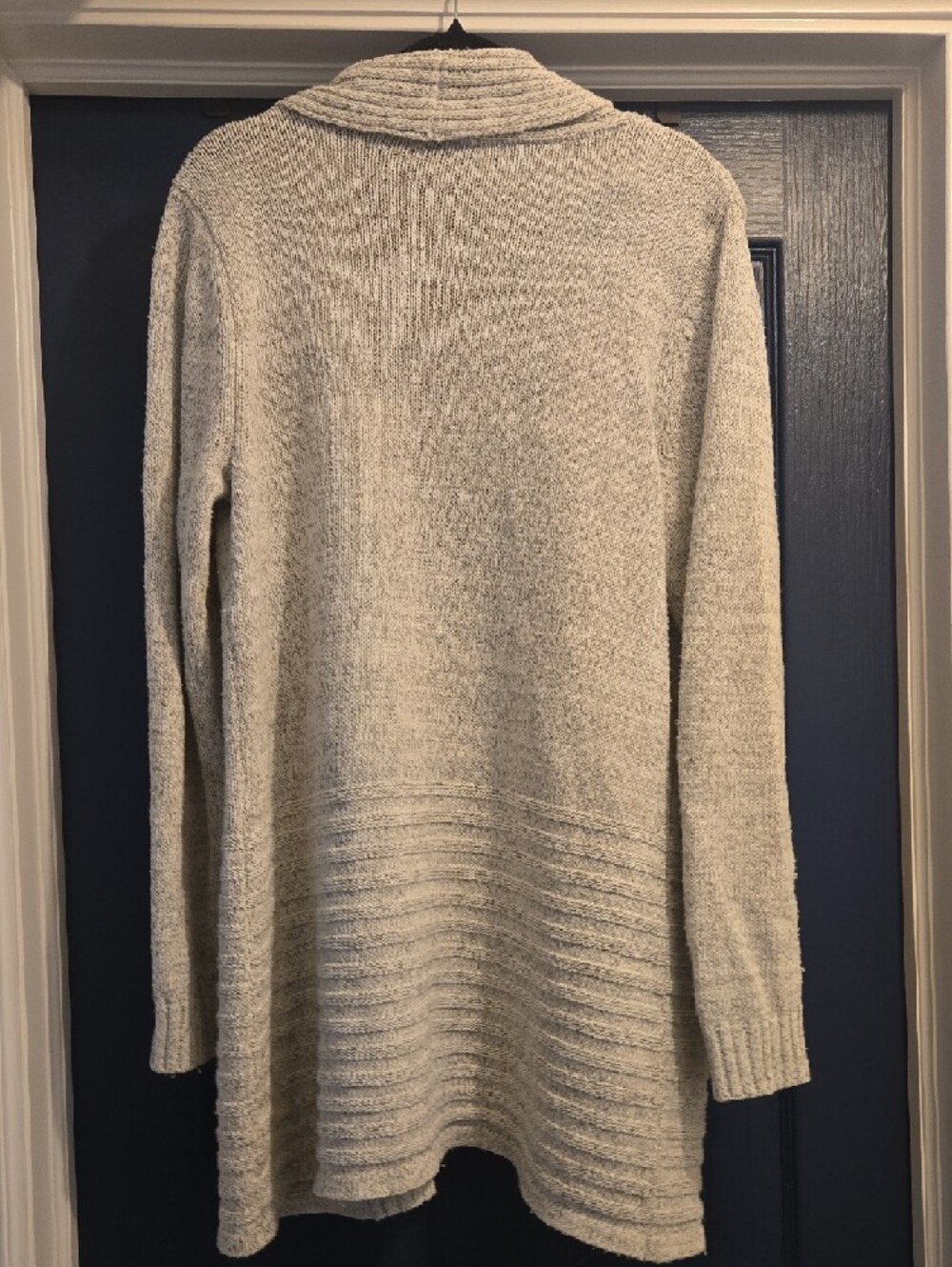 Fortune + Ivy Large Light Gray Open-Front Shawl-Collar Cardigan - Picture 3 of 3